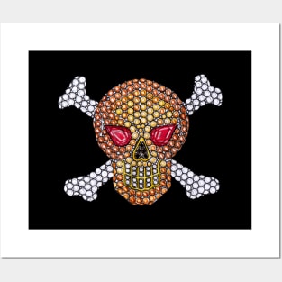 Skull and crossbone set with diamond and fancy sapphire design. Posters and Art